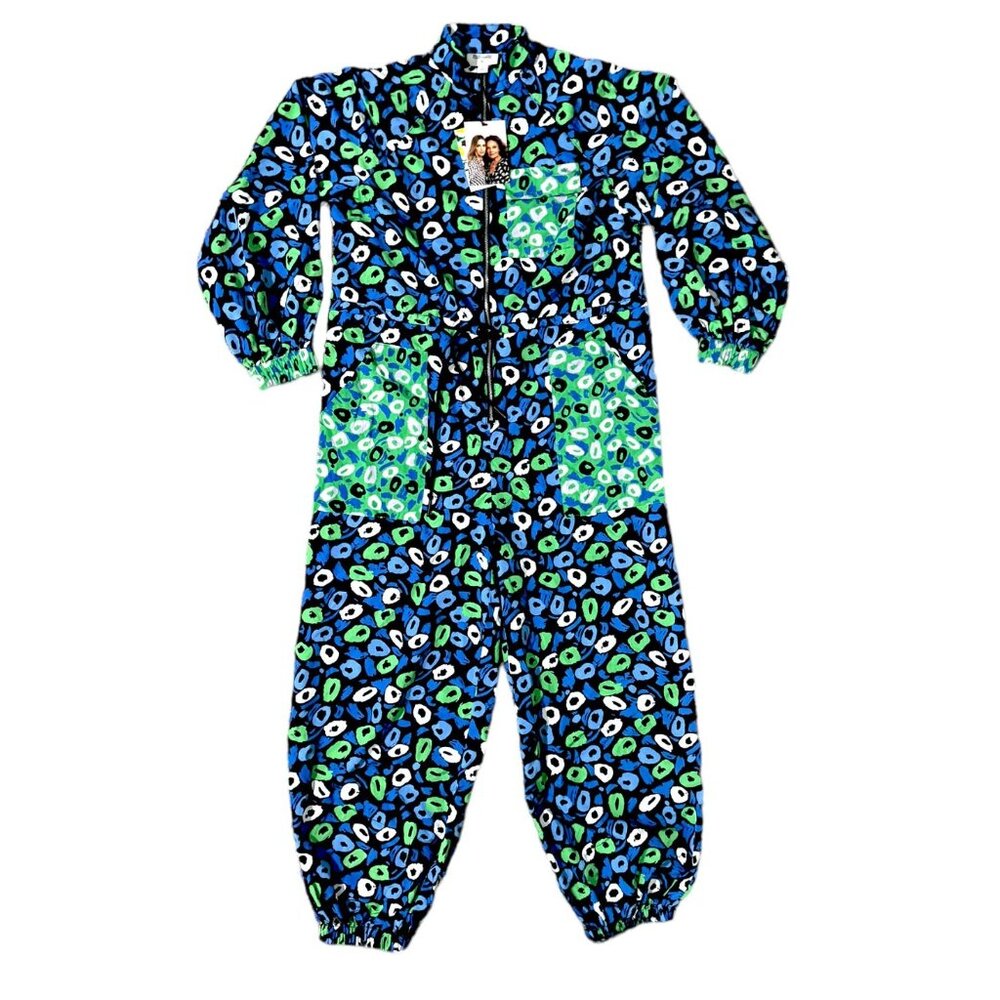 DVF x Target Jazz Dots Women's Nylon Jumpsuit Blue/Green/White Print XXS NWT